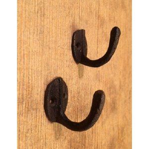 Two Cast Iron 1 1/2" Wall Robe Coat Hooks 01203